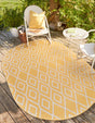 Yellow Ivory 7' 10 x 10' Jill Zarin Outdoor Oval Area Rug Weather Resistant for Patio, Deck, Terrace, Balcony, Porch Durable 100% Polypropylene Carpet for Outside for Sale at Rug Engine