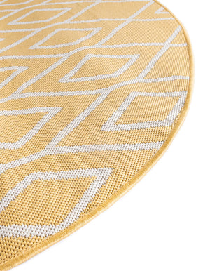 Yellow Ivory 5' 3 x 8' Jill Zarin Outdoor Oval Area Rug Weather Resistant for Patio, Deck, Terrace, Balcony, Porch Durable 100% Polypropylene Carpet for Outside for Sale at Rug Engine