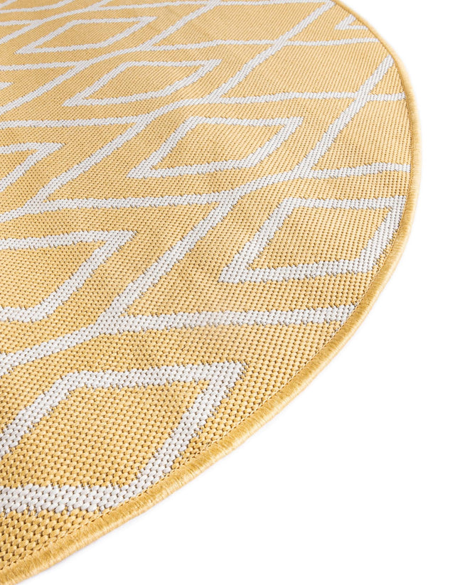 Yellow Ivory 7' 10 x 10' Jill Zarin Outdoor Oval Area Rug Weather Resistant for Patio, Deck, Terrace, Balcony, Porch Durable 100% Polypropylene Carpet for Outside for Sale at Rug Engine