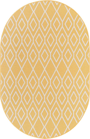 Yellow Ivory 5' 3 x 8' Jill Zarin Outdoor Oval Area Rug Weather Resistant for Patio, Deck, Terrace, Balcony, Porch Durable 100% Polypropylene Carpet for Outside for Sale at Rug Engine