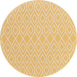 Yellow Ivory 4' 1 x 4' 1 Jill Zarin Outdoor Round Area Rug Weather Resistant for Patio, Deck, Terrace, Balcony, Porch Durable 100% Polypropylene Carpet for Outside for Sale at Rug Engine