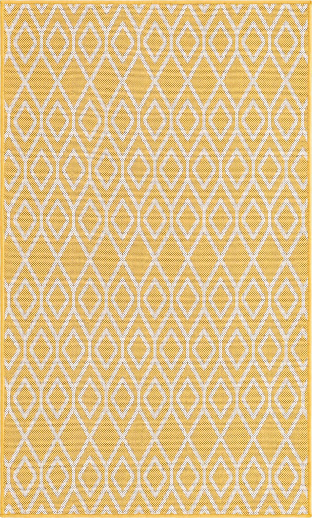Yellow Ivory 3' 1 x 5' 3 Jill Zarin Outdoor Rectangle Area Rug Weather Resistant for Patio, Deck, Terrace, Balcony, Porch Durable 100% Polypropylene Carpet for Outside for Sale at Rug Engine