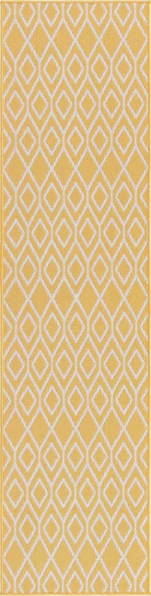 Yellow Ivory 2' x 8' Jill Zarin Outdoor Runner Area Rug Weather Resistant for Patio, Deck, Terrace, Balcony, Porch Durable 100% Polypropylene Carpet for Outside for Sale at Rug Engine