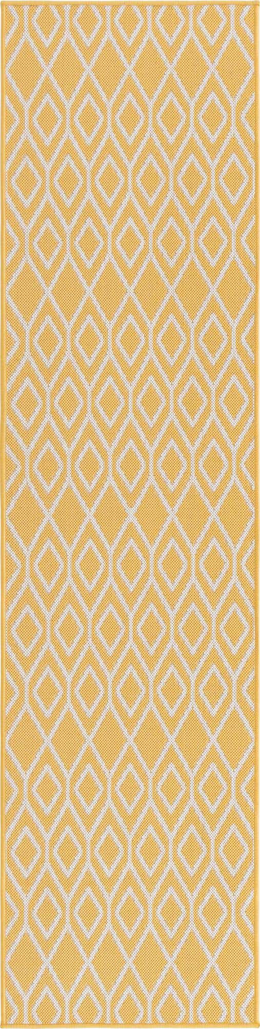 Yellow Ivory 2' x 8' Jill Zarin Outdoor Runner Area Rug Weather Resistant for Patio, Deck, Terrace, Balcony, Porch Durable 100% Polypropylene Carpet for Outside for Sale at Rug Engine
