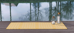 Yellow Ivory 2' x 8' Jill Zarin Outdoor Runner Area Rug Weather Resistant for Patio, Deck, Terrace, Balcony, Porch Durable 100% Polypropylene Carpet for Outside for Sale at Rug Engine