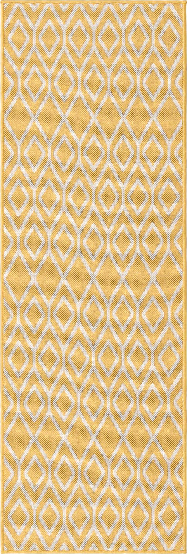 Yellow Ivory 2' x 6' 1 Jill Zarin Outdoor Runner Area Rug Weather Resistant for Patio, Deck, Terrace, Balcony, Porch Durable 100% Polypropylene Carpet for Outside for Sale at Rug Engine