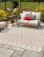 Beige 7' 10 x 7' 10 Jill Zarin Outdoor Square Area Rug Weather Resistant for Patio, Deck, Terrace, Balcony, Porch Durable 100% Polypropylene Carpet for Outside for Sale at Rug Engine