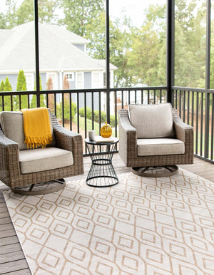 Beige 7' 10 x 7' 10 Jill Zarin Outdoor Square Area Rug Weather Resistant for Patio, Deck, Terrace, Balcony, Porch Durable 100% Polypropylene Carpet for Outside for Sale at Rug Engine