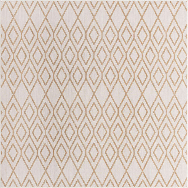 Beige 7' 10 x 7' 10 Jill Zarin Outdoor Square Area Rug Weather Resistant for Patio, Deck, Terrace, Balcony, Porch Durable 100% Polypropylene Carpet for Outside for Sale at Rug Engine