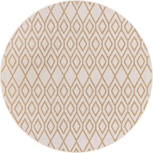 Beige 6' 7 x 6' 7 Jill Zarin Outdoor Round Area Rug Weather Resistant for Patio, Deck, Terrace, Balcony, Porch Durable 100% Polypropylene Carpet for Outside for Sale at Rug Engine