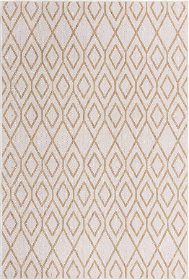 Beige 6' 1 x 9' Jill Zarin Outdoor Rectangle Area Rug Weather Resistant for Patio, Deck, Terrace, Balcony, Porch Durable 100% Polypropylene Carpet for Outside for Sale at Rug Engine