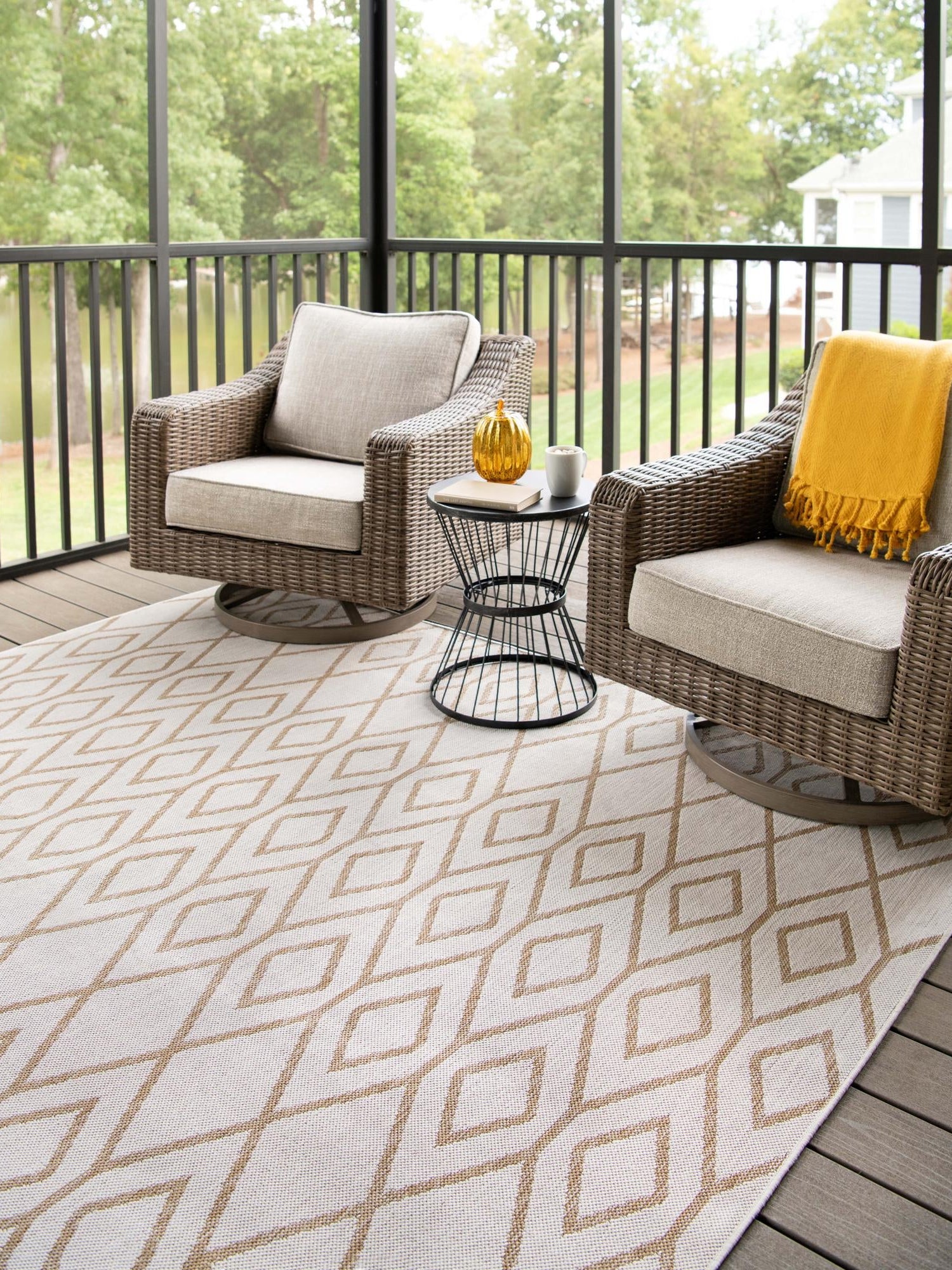 Beige 2' x 3' 1 Jill Zarin Outdoor Rectangle Area Rug Weather Resistant for Patio, Deck, Terrace, Balcony, Porch Durable 100% Polypropylene Carpet for Outside for Sale at Rug Engine