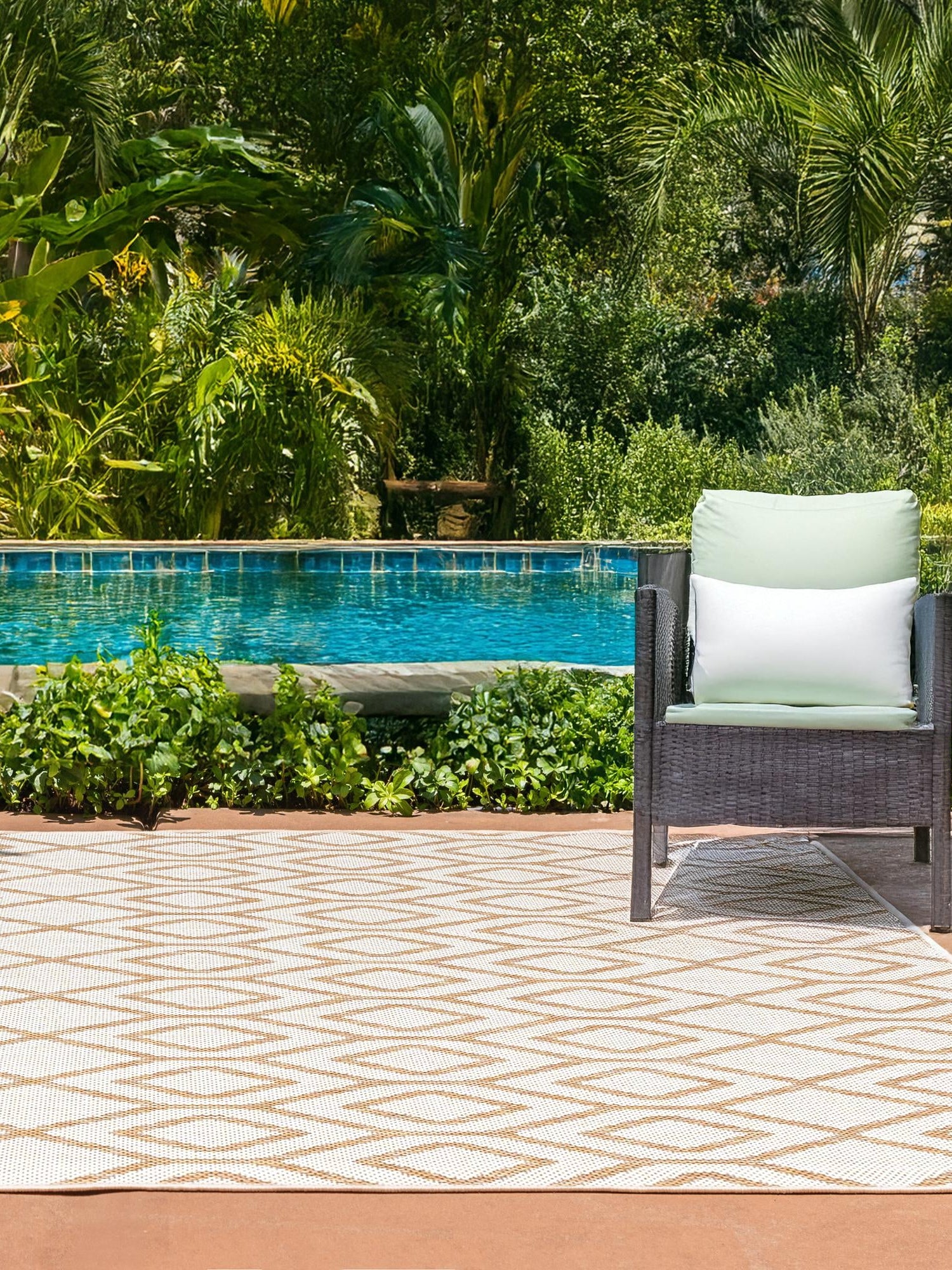Beige 2' x 3' 1 Jill Zarin Outdoor Rectangle Area Rug Weather Resistant for Patio, Deck, Terrace, Balcony, Porch Durable 100% Polypropylene Carpet for Outside for Sale at Rug Engine