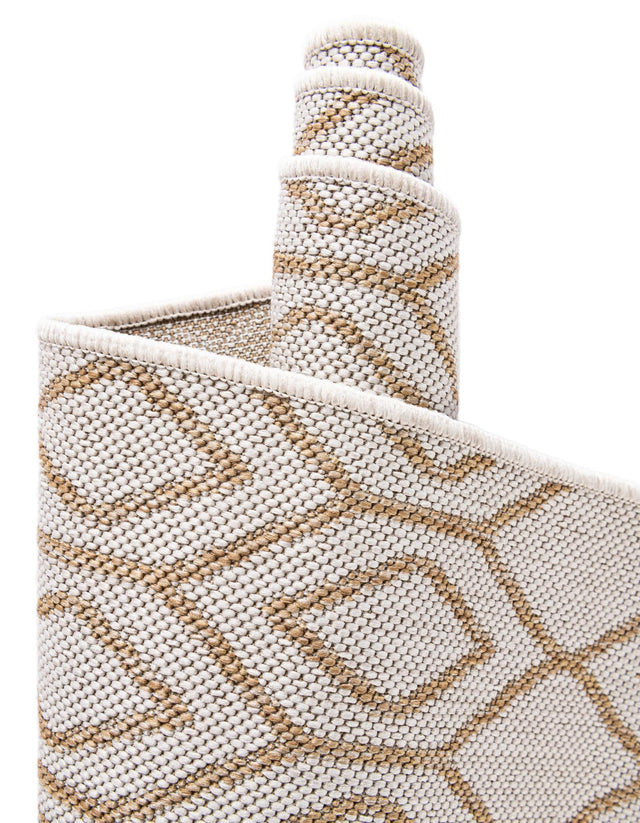 Beige 7' 1 x 10' Jill Zarin Outdoor Rectangle Area Rug Weather Resistant for Patio, Deck, Terrace, Balcony, Porch Durable 100% Polypropylene Carpet for Outside for Sale at Rug Engine