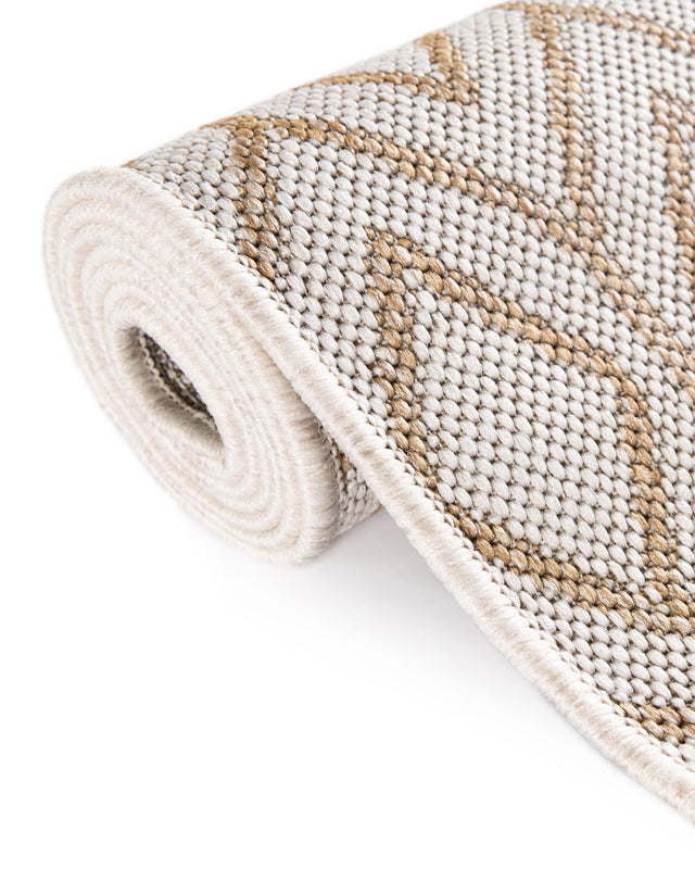 Beige 7' 1 x 10' Jill Zarin Outdoor Rectangle Area Rug Weather Resistant for Patio, Deck, Terrace, Balcony, Porch Durable 100% Polypropylene Carpet for Outside for Sale at Rug Engine