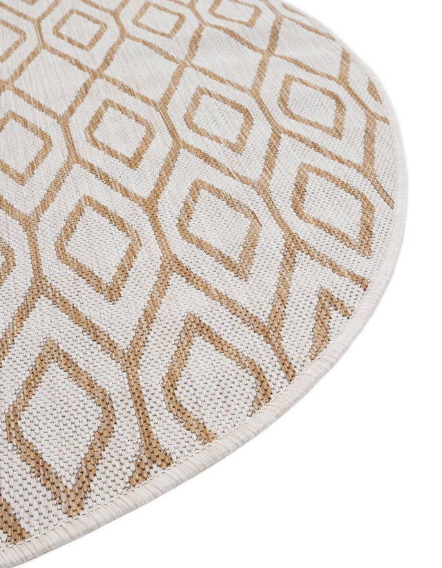 Beige 7' 10 x 10' Jill Zarin Outdoor Oval Area Rug Weather Resistant for Patio, Deck, Terrace, Balcony, Porch Durable 100% Polypropylene Carpet for Outside for Sale at Rug Engine