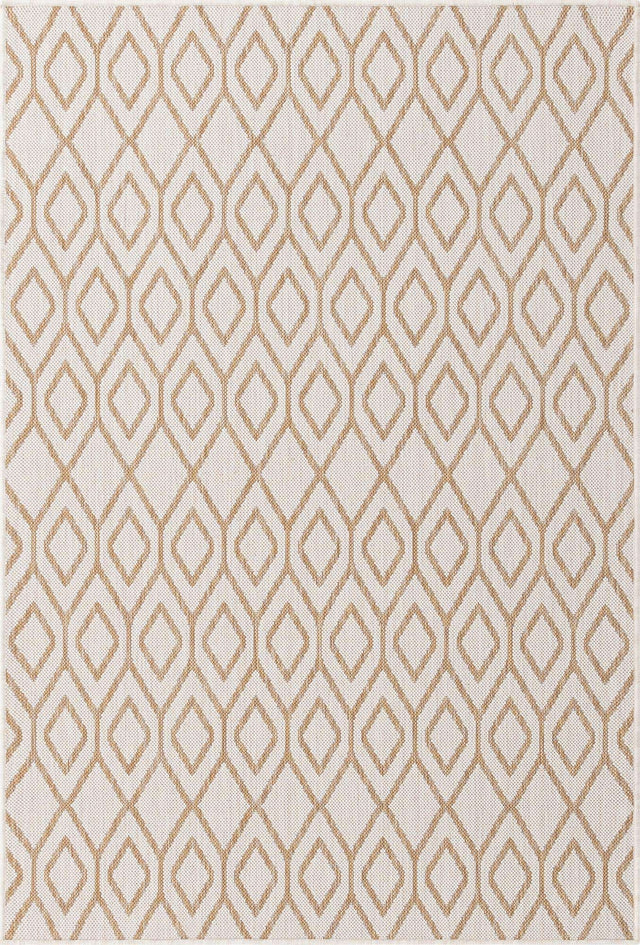 Beige 4' 1 x 6' 1 Jill Zarin Outdoor Rectangle Area Rug Weather Resistant for Patio, Deck, Terrace, Balcony, Porch Durable 100% Polypropylene Carpet for Outside for Sale at Rug Engine