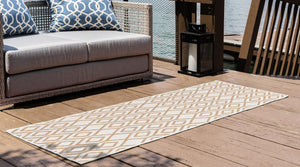 Beige 2' x 8' Jill Zarin Outdoor Runner Area Rug Weather Resistant for Patio, Deck, Terrace, Balcony, Porch Durable 100% Polypropylene Carpet for Outside for Sale at Rug Engine