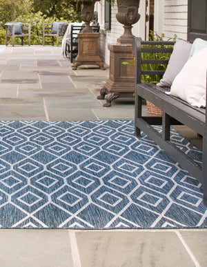 Blue 7' 10 x 7' 10 Jill Zarin Outdoor Square Area Rug Weather Resistant for Patio, Deck, Terrace, Balcony, Porch Durable 100% Polypropylene Carpet for Outside for Sale at Rug Engine