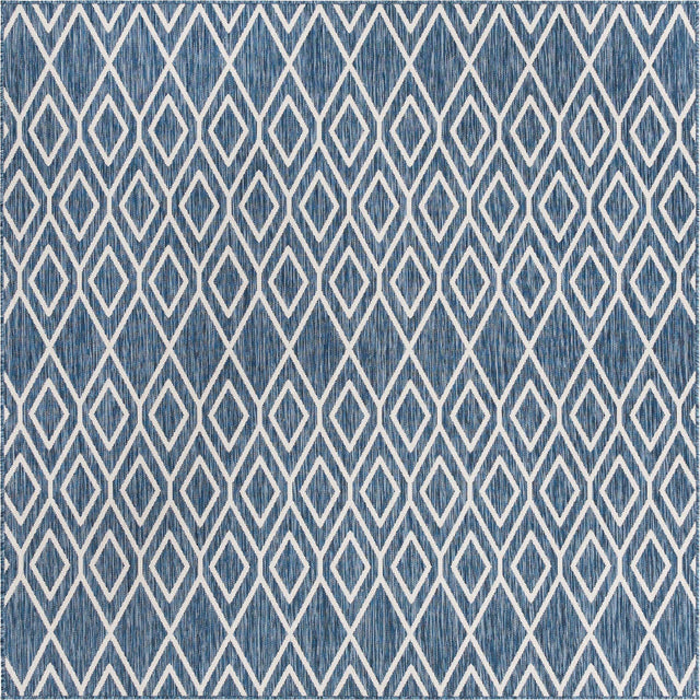 Blue 7' 10 x 7' 10 Jill Zarin Outdoor Square Area Rug Weather Resistant for Patio, Deck, Terrace, Balcony, Porch Durable 100% Polypropylene Carpet for Outside for Sale at Rug Engine