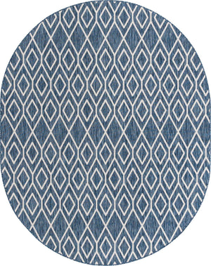 Blue 7' 10 x 10' Jill Zarin Outdoor Oval Area Rug Weather Resistant for Patio, Deck, Terrace, Balcony, Porch Durable 100% Polypropylene Carpet for Outside for Sale at Rug Engine