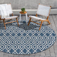 Blue 4' 1 x 4' 1 Jill Zarin Outdoor Round Area Rug Weather Resistant for Patio, Deck, Terrace, Balcony, Porch Durable 100% Polypropylene Carpet for Outside for Sale at Rug Engine