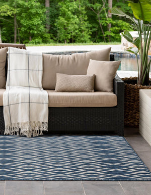 Blue 5' 3 x 8' Jill Zarin Outdoor Rectangle Area Rug Weather Resistant for Patio, Deck, Terrace, Balcony, Porch Durable 100% Polypropylene Carpet for Outside for Sale at Rug Engine