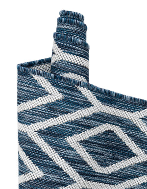 Blue 7' 1 x 10' Jill Zarin Outdoor Rectangle Area Rug Weather Resistant for Patio, Deck, Terrace, Balcony, Porch Durable 100% Polypropylene Carpet for Outside for Sale at Rug Engine