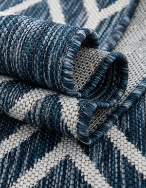 Blue 7' 1 x 10' Jill Zarin Outdoor Rectangle Area Rug Weather Resistant for Patio, Deck, Terrace, Balcony, Porch Durable 100% Polypropylene Carpet for Outside for Sale at Rug Engine