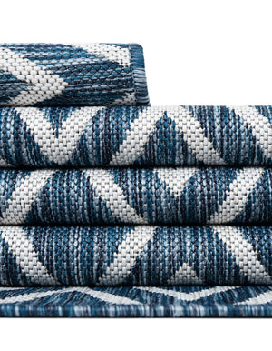 Blue 7' 1 x 10' Jill Zarin Outdoor Rectangle Area Rug Weather Resistant for Patio, Deck, Terrace, Balcony, Porch Durable 100% Polypropylene Carpet for Outside for Sale at Rug Engine