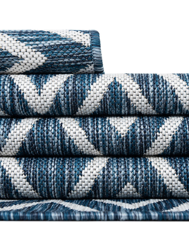 Blue 7' 1 x 10' Jill Zarin Outdoor Rectangle Area Rug Weather Resistant for Patio, Deck, Terrace, Balcony, Porch Durable 100% Polypropylene Carpet for Outside for Sale at Rug Engine