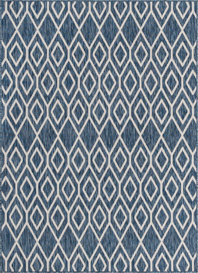 Blue 5' 3 x 8' Jill Zarin Outdoor Rectangle Area Rug Weather Resistant for Patio, Deck, Terrace, Balcony, Porch Durable 100% Polypropylene Carpet for Outside for Sale at Rug Engine