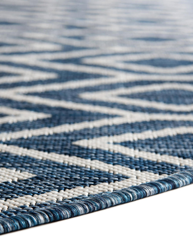 Blue 7' 10 x 10' Jill Zarin Outdoor Oval Area Rug Weather Resistant for Patio, Deck, Terrace, Balcony, Porch Durable 100% Polypropylene Carpet for Outside for Sale at Rug Engine