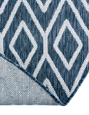 Blue 7' 10 x 10' Jill Zarin Outdoor Oval Area Rug Weather Resistant for Patio, Deck, Terrace, Balcony, Porch Durable 100% Polypropylene Carpet for Outside for Sale at Rug Engine