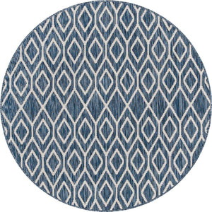 Blue 4' 1 x 4' 1 Jill Zarin Outdoor Round Area Rug Weather Resistant for Patio, Deck, Terrace, Balcony, Porch Durable 100% Polypropylene Carpet for Outside for Sale at Rug Engine