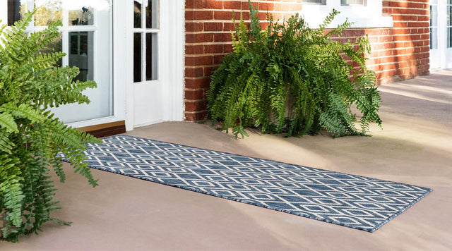Blue 2' x 6' 1 Jill Zarin Outdoor Runner Area Rug Weather Resistant for Patio, Deck, Terrace, Balcony, Porch Durable 100% Polypropylene Carpet for Outside for Sale at Rug Engine