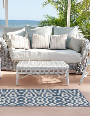 Blue 2' x 6' 1 Jill Zarin Outdoor Runner Area Rug Weather Resistant for Patio, Deck, Terrace, Balcony, Porch Durable 100% Polypropylene Carpet for Outside for Sale at Rug Engine