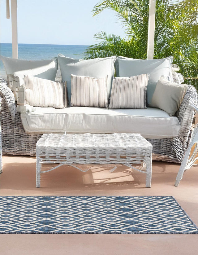 Blue 2' x 6' 1 Jill Zarin Outdoor Runner Area Rug Weather Resistant for Patio, Deck, Terrace, Balcony, Porch Durable 100% Polypropylene Carpet for Outside for Sale at Rug Engine