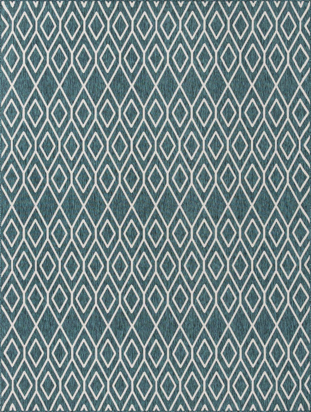 Teal 9' x 12' Jill Zarin Outdoor Rectangle Area Rug Weather Resistant for Patio, Deck, Terrace, Balcony, Porch Durable 100% Polypropylene Carpet for Outside for Sale at Rug Engine