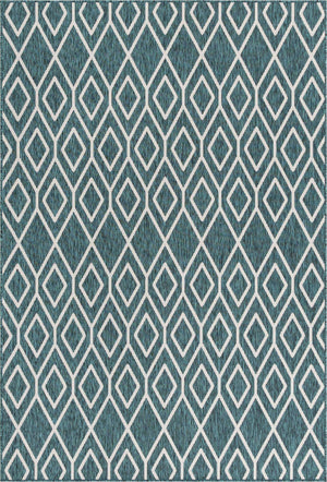Teal 6' 1 x 9' Jill Zarin Outdoor Rectangle Area Rug Weather Resistant for Patio, Deck, Terrace, Balcony, Porch Durable 100% Polypropylene Carpet for Outside for Sale at Rug Engine