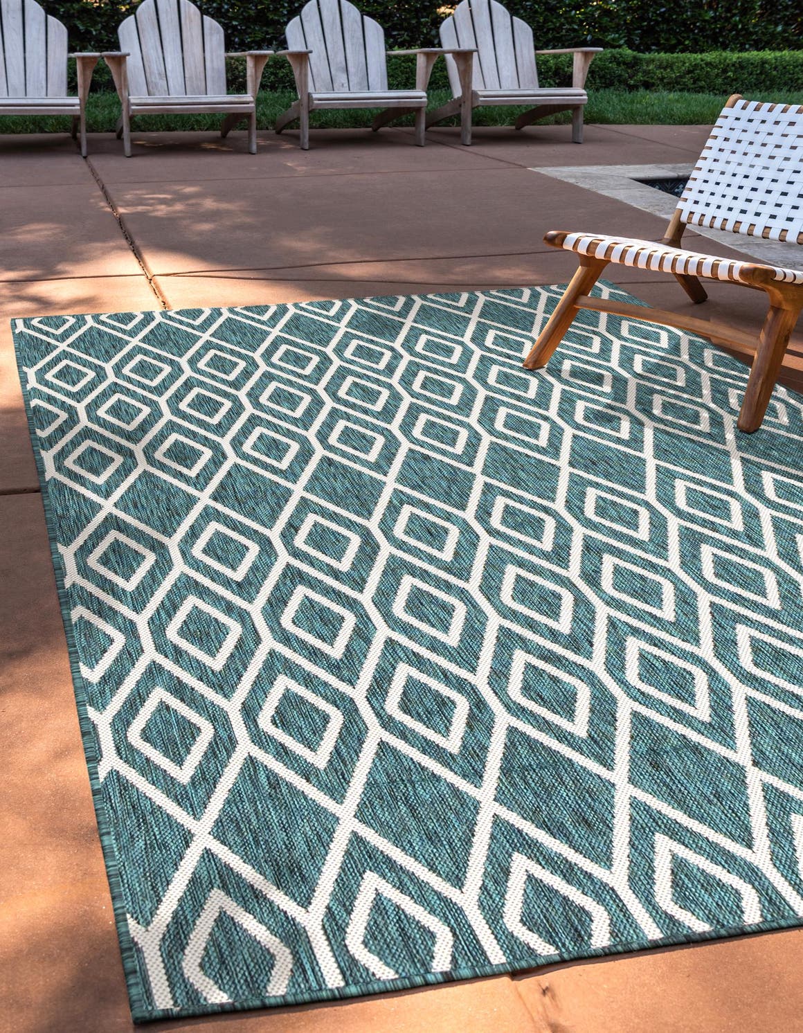 Teal 2' x 3' 1 Jill Zarin Outdoor Rectangle Area Rug Weather Resistant for Patio, Deck, Terrace, Balcony, Porch Durable 100% Polypropylene Carpet for Outside for Sale at Rug Engine