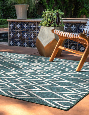 Teal 7' 1 x 10' Jill Zarin Outdoor Rectangle Area Rug Weather Resistant for Patio, Deck, Terrace, Balcony, Porch Durable 100% Polypropylene Carpet for Outside for Sale at Rug Engine