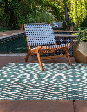 Teal 7' 1 x 10' Jill Zarin Outdoor Rectangle Area Rug Weather Resistant for Patio, Deck, Terrace, Balcony, Porch Durable 100% Polypropylene Carpet for Outside for Sale at Rug Engine