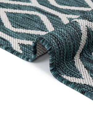 Teal 2' x 3' 1 Jill Zarin Outdoor Rectangle Area Rug Weather Resistant for Patio, Deck, Terrace, Balcony, Porch Durable 100% Polypropylene Carpet for Outside for Sale at Rug Engine
