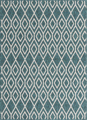 Teal 5' 3 x 8' Jill Zarin Outdoor Rectangle Area Rug Weather Resistant for Patio, Deck, Terrace, Balcony, Porch Durable 100% Polypropylene Carpet for Outside for Sale at Rug Engine