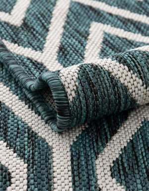 Teal 5' 3 x 8' Jill Zarin Outdoor Oval Area Rug Weather Resistant for Patio, Deck, Terrace, Balcony, Porch Durable 100% Polypropylene Carpet for Outside for Sale at Rug Engine