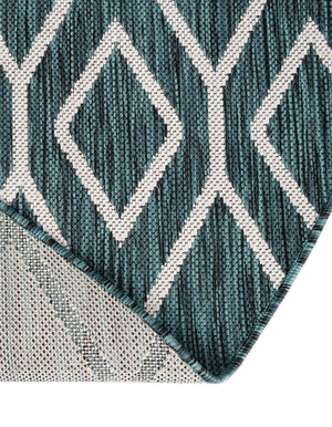 Teal 7' 10 x 10' Jill Zarin Outdoor Oval Area Rug Weather Resistant for Patio, Deck, Terrace, Balcony, Porch Durable 100% Polypropylene Carpet for Outside for Sale at Rug Engine
