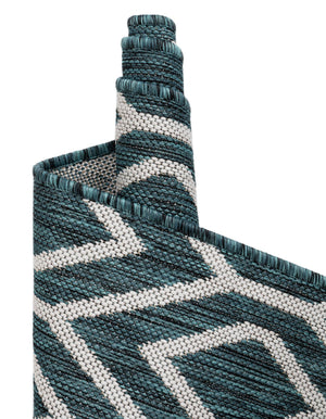Teal 7' 10 x 10' Jill Zarin Outdoor Oval Area Rug Weather Resistant for Patio, Deck, Terrace, Balcony, Porch Durable 100% Polypropylene Carpet for Outside for Sale at Rug Engine