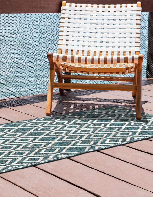 Teal 2' x 6' 1 Jill Zarin Outdoor Runner Area Rug Weather Resistant for Patio, Deck, Terrace, Balcony, Porch Durable 100% Polypropylene Carpet for Outside for Sale at Rug Engine