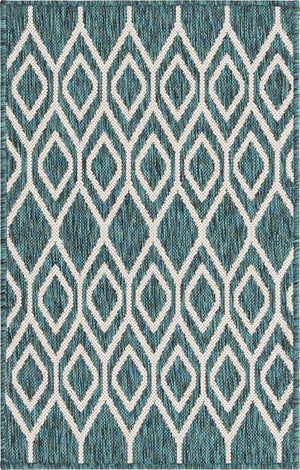 Teal 2' x 3' 1 Jill Zarin Outdoor Rectangle Area Rug Weather Resistant for Patio, Deck, Terrace, Balcony, Porch Durable 100% Polypropylene Carpet for Outside for Sale at Rug Engine